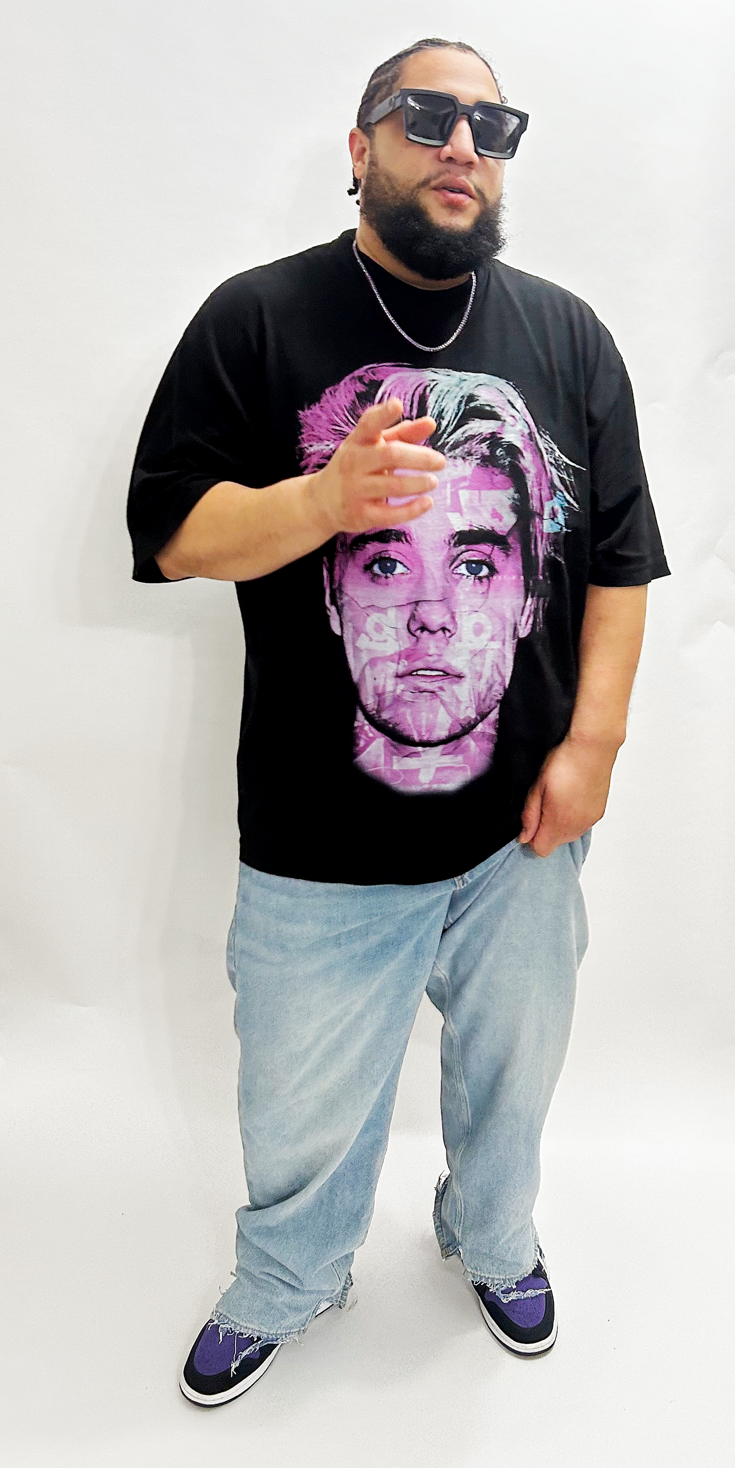 Big Face Biebs Oversized Multi Album Tee